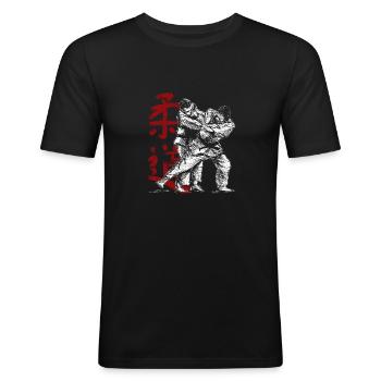 Judo - Männer Slim Fit T-Shirt - Schwarz - Vorne - Nik (191cm)
