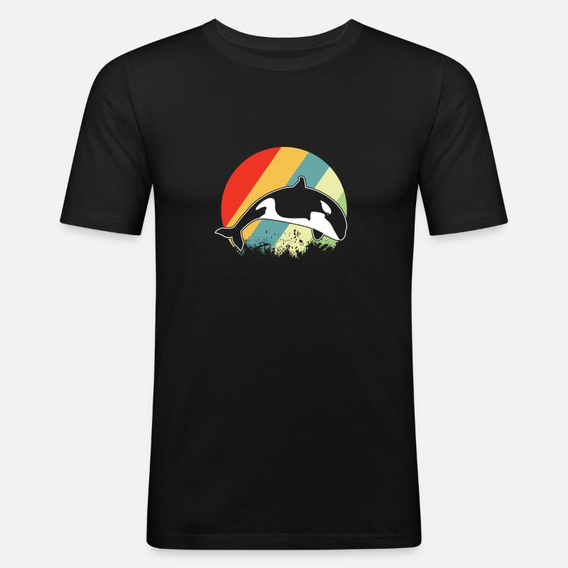 Baleine à épée - T-shirt près du corps Homme - noir