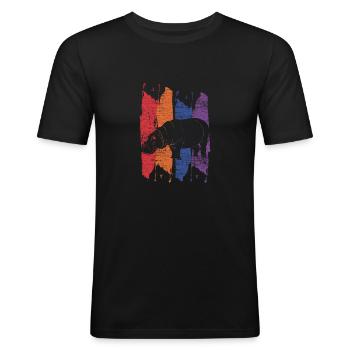hippopotamus - Men's Slim Fit T-Shirt - black - Front - Nik (191cm)