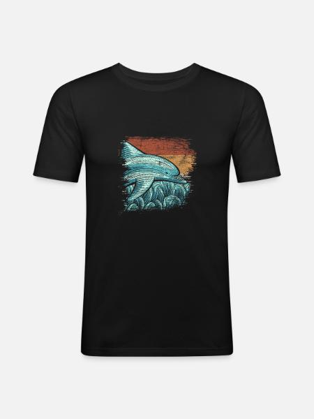 Delfin - Männer Slim Fit T-Shirt - Schwarz