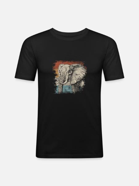 éléphant - T-shirt près du corps Homme - noir