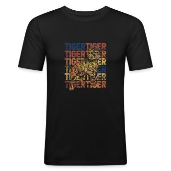 Tiger - Männer Slim Fit T-Shirt - Schwarz - Vorne - Nik (191cm)