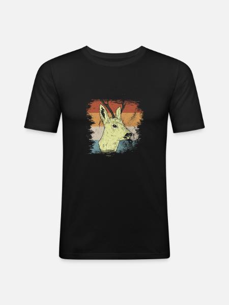 cerf - T-shirt près du corps Homme - noir