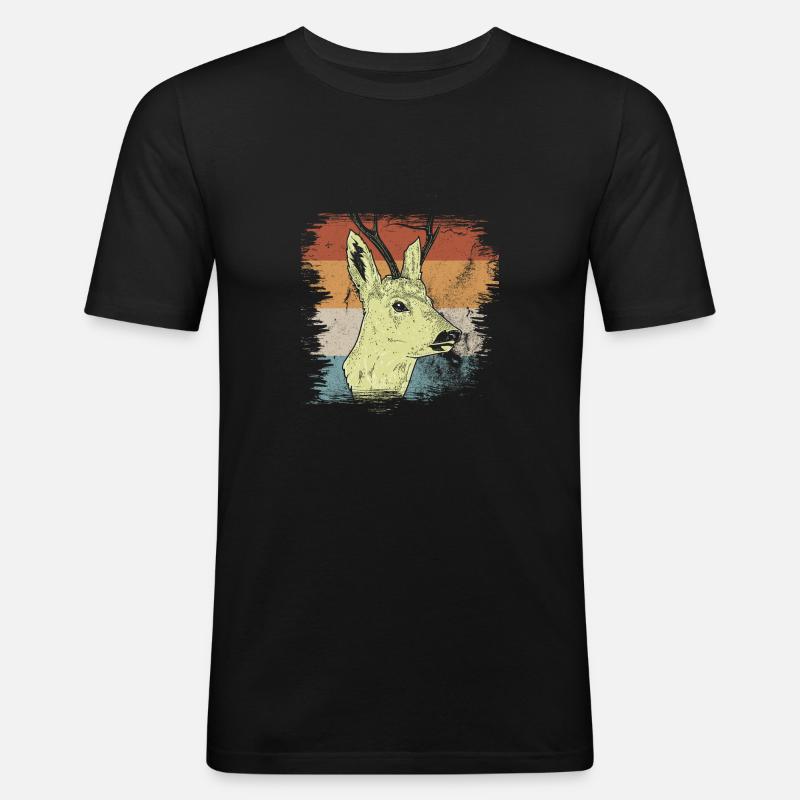 Hirsch - Männer Slim Fit T-Shirt - Schwarz
