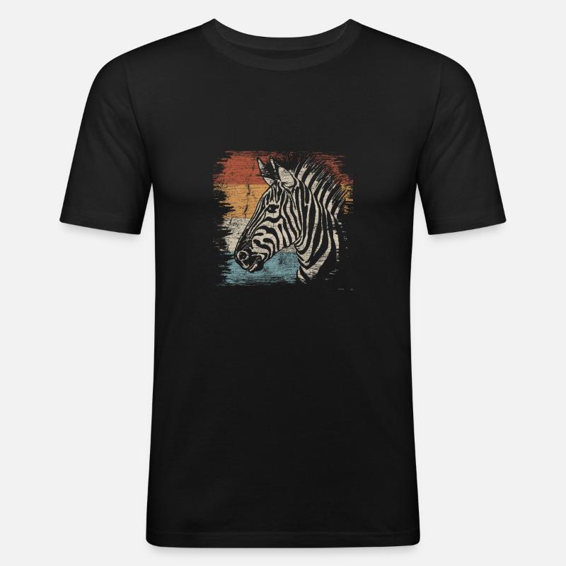 Zebra - Männer Slim Fit T-Shirt - Schwarz