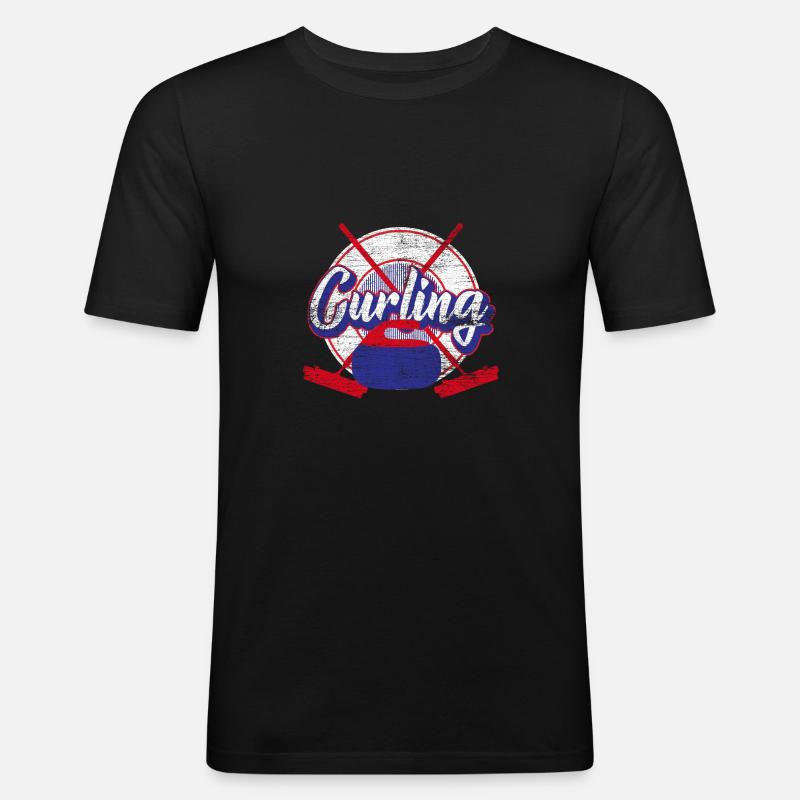 Curling - Männer Slim Fit T-Shirt - Schwarz