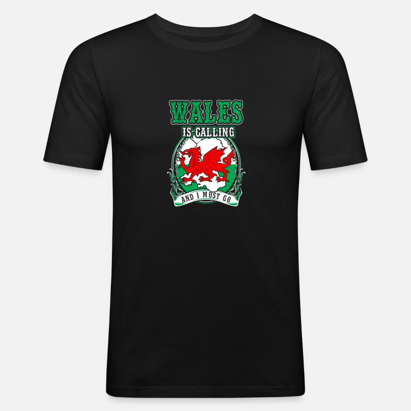 Wales - Männer Slim Fit T-Shirt - Schwarz