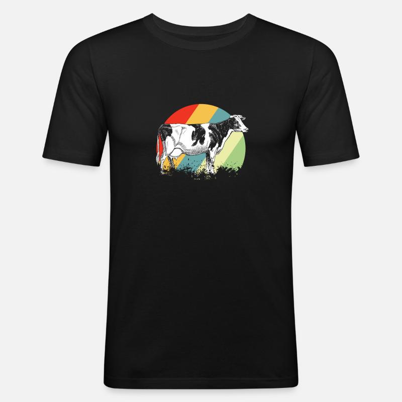 Kuh - Männer Slim Fit T-Shirt - Schwarz