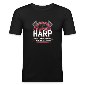 harpe - T-shirt près du corps Homme - noir - Devant - Nik (191cm)