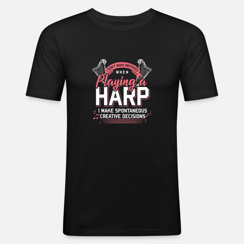 Harfe - Männer Slim Fit T-Shirt - Schwarz