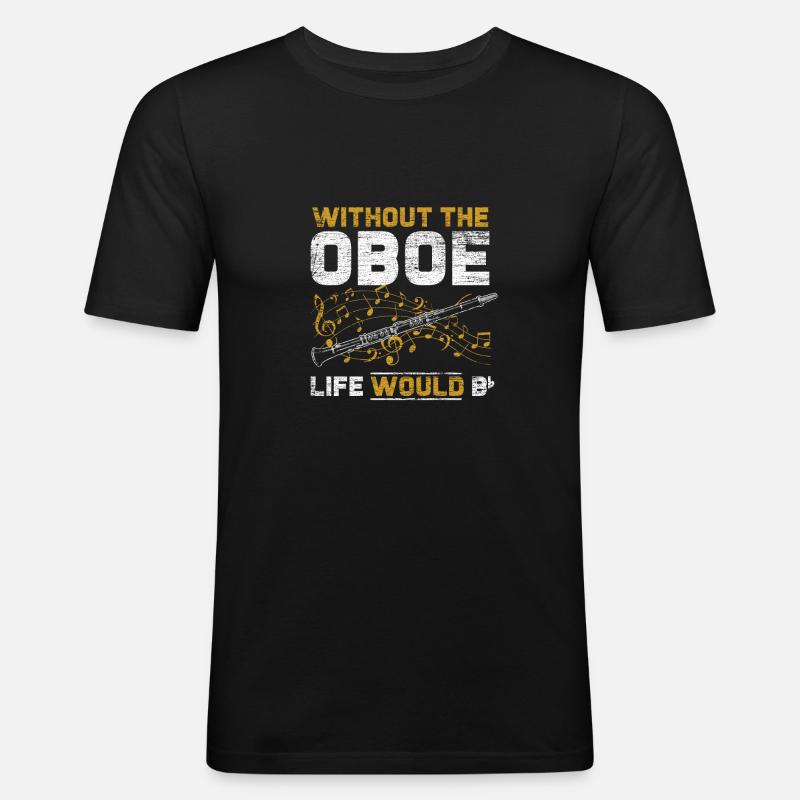 Oboe Leben - Männer Slim Fit T-Shirt - Schwarz
