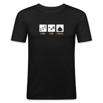 Je suis venu j'ai vu j'ai caca la formation drôle de maison de chiot - T-shirt près du corps Homme - noir - Devant - Nik (191cm)
