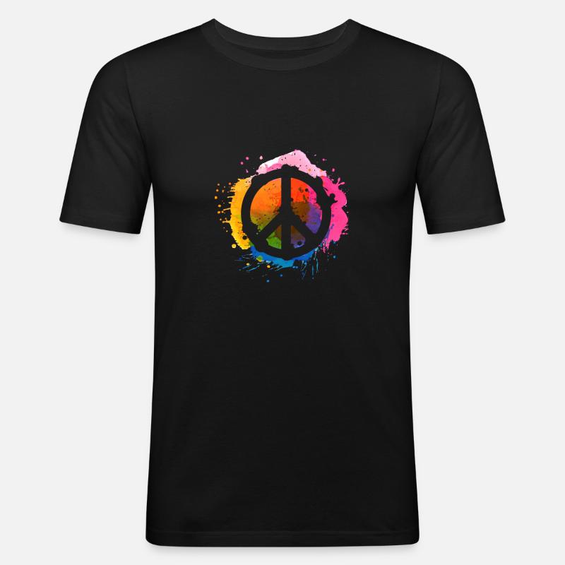 Peacezeichen - Männer Slim Fit T-Shirt - Schwarz