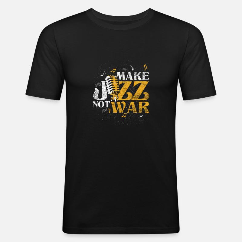 Make Jazz Not War - Männer Slim Fit T-Shirt - Schwarz