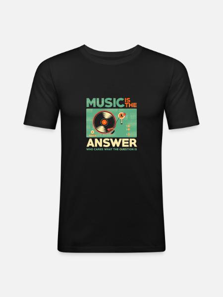 Music is the answer - Men's Slim Fit T-Shirt - black