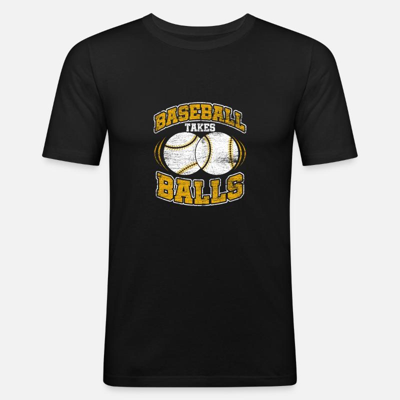 Baseball Ball Baseballschläger - Männer Slim Fit T-Shirt - Schwarz