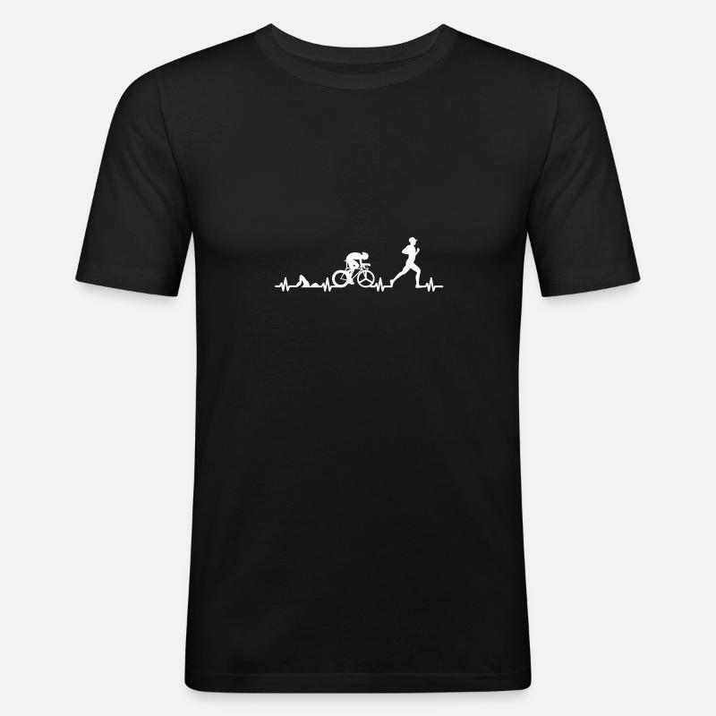 Triathlon Herz - Männer Slim Fit T-Shirt - Schwarz