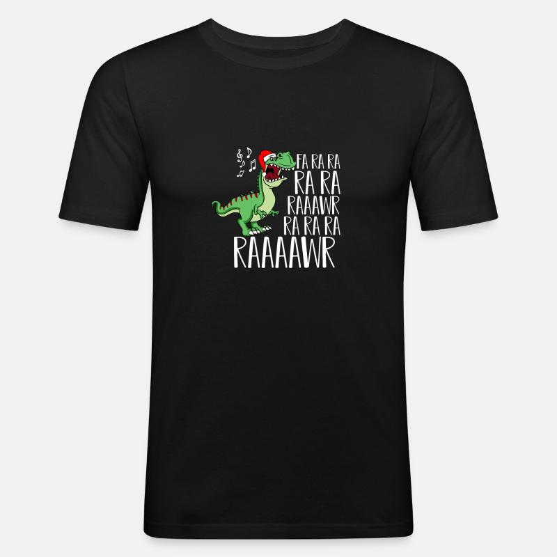 Dinosaurier singen Weihnachtsgeschenk - Männer Slim Fit T-Shirt - Schwarz