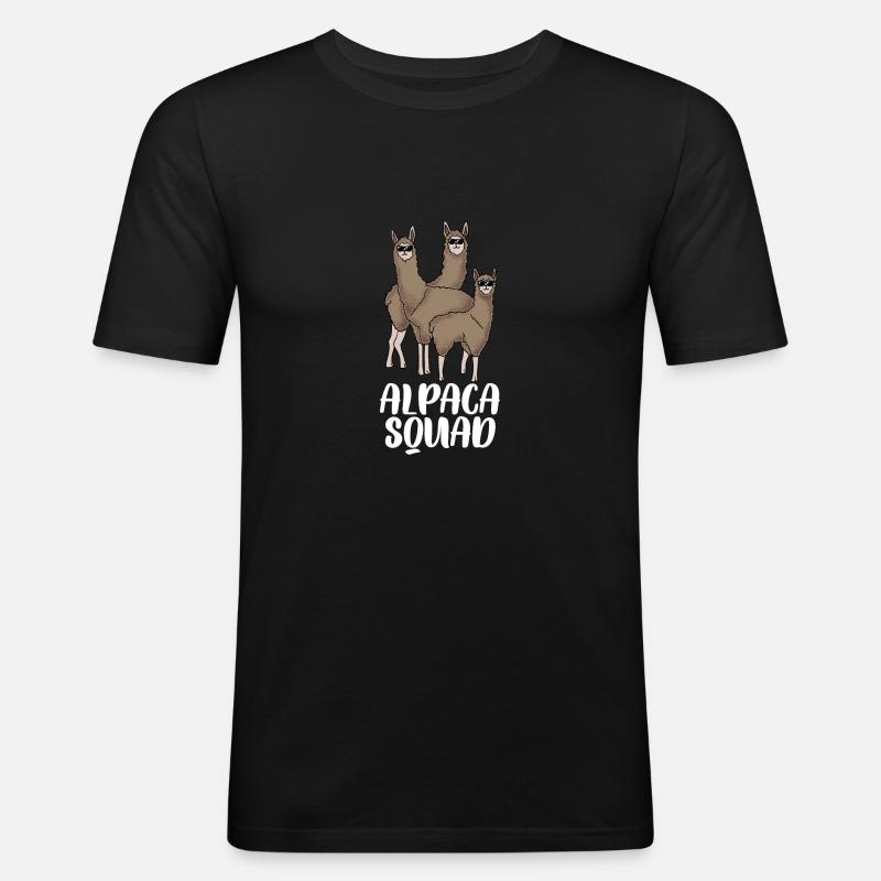 Alpaka Kader Geschenk - Männer Slim Fit T-Shirt - Schwarz