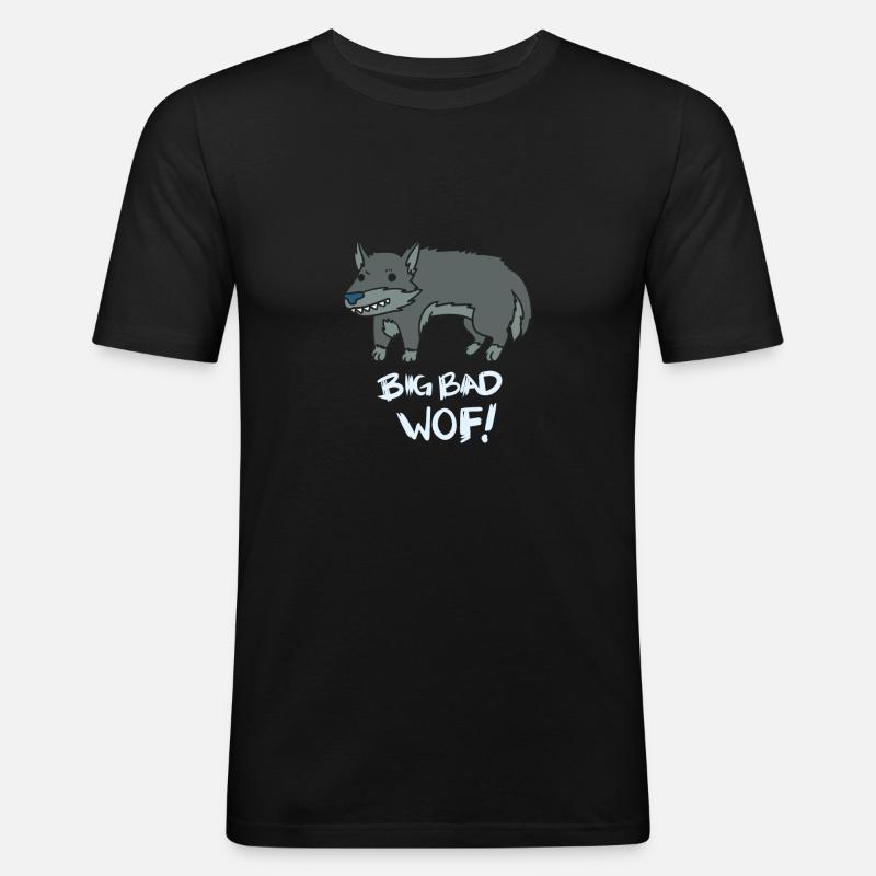 Wolf Cartoon Comic Pack Prey Gift Idea Wild - Men's Slim Fit T-Shirt - black