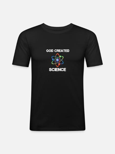 God created Science - Men's Slim Fit T-Shirt - black
