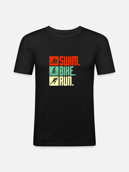Triathlon Swimming Running Bicycle Gift - Men's Slim Fit T-Shirt - black