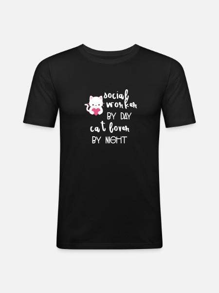 Assistante sociale - assistante sociale - chat - T-shirt près du corps Homme - noir