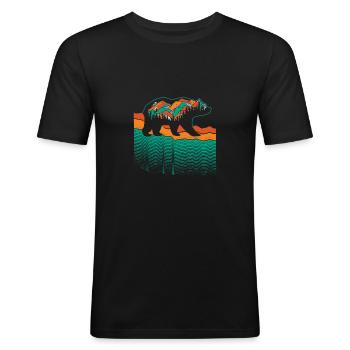 Bär Bären - Männer Slim Fit T-Shirt - Schwarz - Vorne - Nik (191cm)