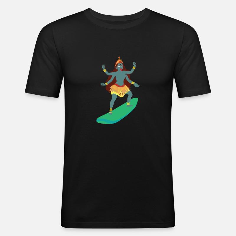 Surf Like Kali Yuga - Männer Slim Fit T-Shirt - Schwarz
