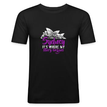 Sydney - T-shirt près du corps Homme - noir - Devant - Nik (191cm)