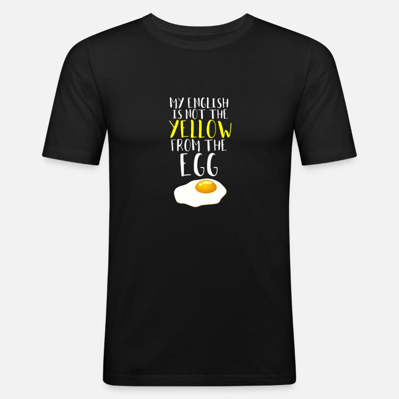 Ei Spiegelei Denglisch - Männer Slim Fit T-Shirt - Schwarz