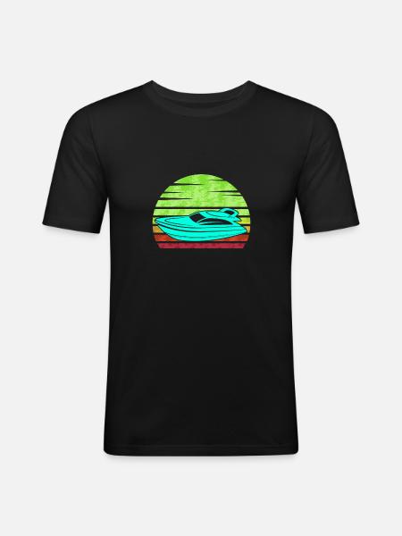 Retro motorboat - Men's Slim Fit T-Shirt - black