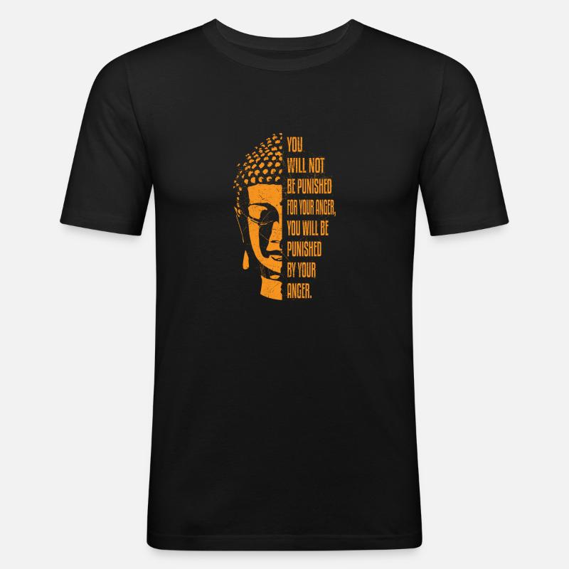 Buddha Quote about Anger - Männer Slim Fit T-Shirt - Schwarz