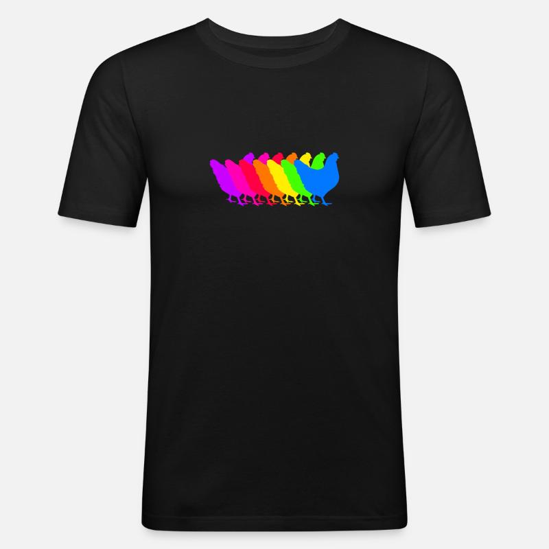 Bunte Hühner Truppe - Männer Slim Fit T-Shirt - Schwarz