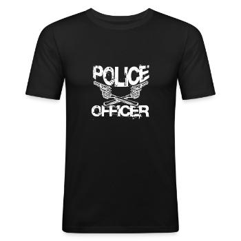 Policeman Police - Men's Slim Fit T-Shirt - black - Front - Nik (191cm)