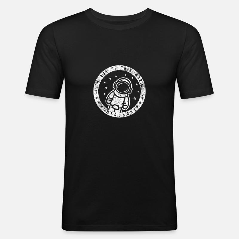 Astronaut - Männer Slim Fit T-Shirt - Schwarz