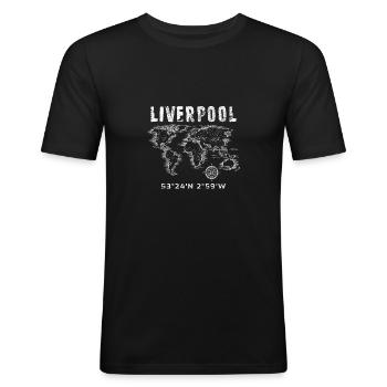 Liverpool - Männer Slim Fit T-Shirt - Schwarz - Vorne - Nik (191cm)