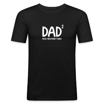 Vater Papa Zwillinge - Männer Slim Fit T-Shirt - Schwarz - Vorne - Nik (191cm)