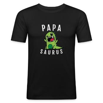 Papa Papasaurus - T-shirt près du corps Homme - noir - Devant - Nik (191cm)