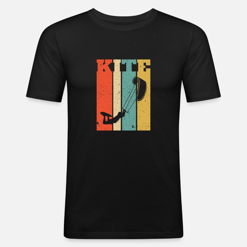 Retro Kitesurf Kitesurfing Kitesurfer - Männer Slim Fit T-Shirt - Schwarz