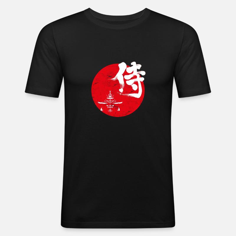 Samurai Japanische Kunst - Männer Slim Fit T-Shirt - Schwarz