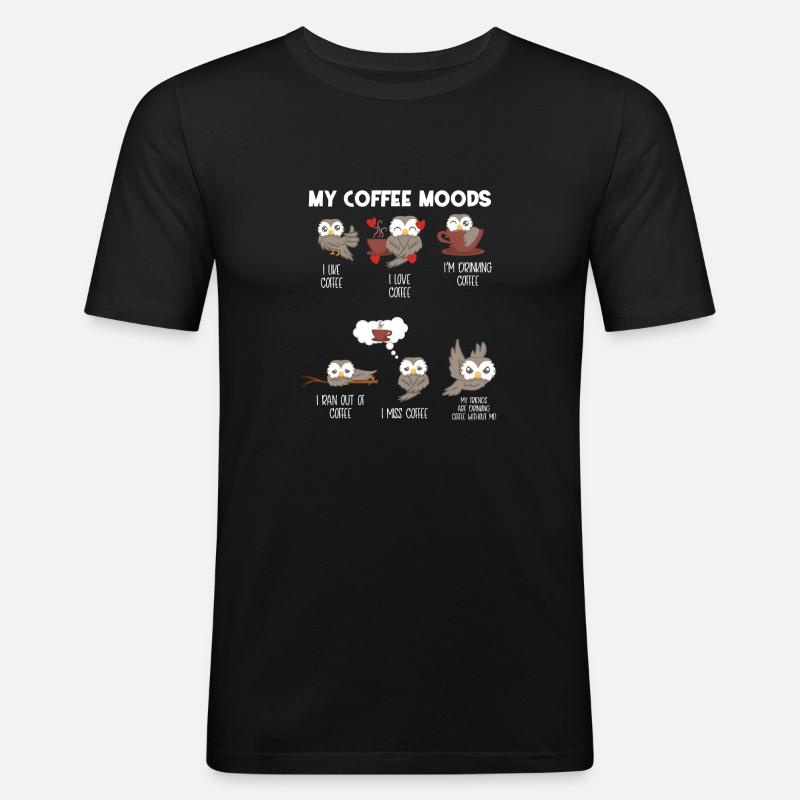 Eule - Eulen - Kaffee - Laune - Männer Slim Fit T-Shirt - Schwarz