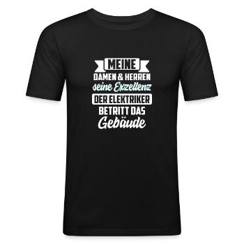 Elektriker - Männer Slim Fit T-Shirt - Schwarz - Vorne - Nik (191cm)