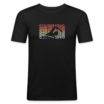 Schwimmen - Männer Slim Fit T-Shirt - Schwarz - Vorne - Nik (191cm)