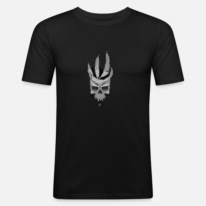 Hanfblatt Cannabis Skull Design Geschenkidee - Männer Slim Fit T-Shirt - Schwarz