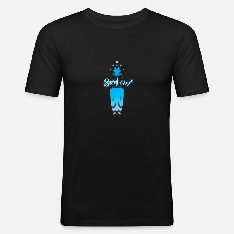 Surfbrett blau - Männer Slim Fit T-Shirt - Schwarz