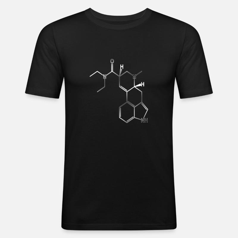 Molécule de formule structurelle LSD A. Hofmann Bicycle Day - T-shirt près du corps Homme - noir