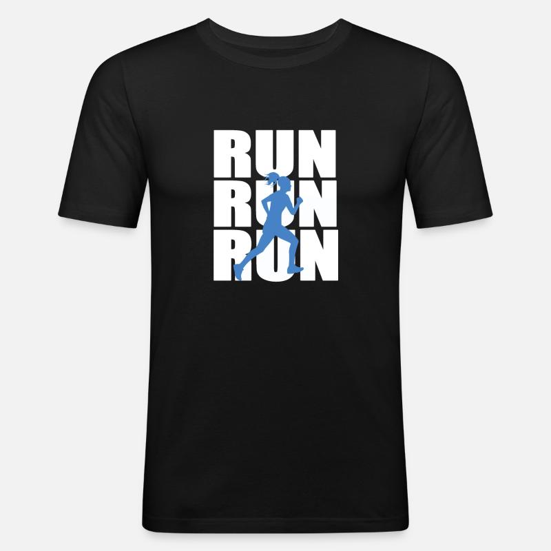 Run Run Run Läuferin - Männer Slim Fit T-Shirt - Schwarz