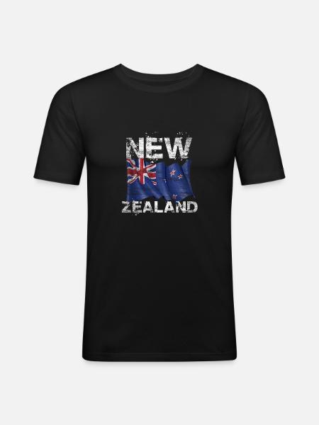 Neuseeland - Männer Slim Fit T-Shirt - Schwarz