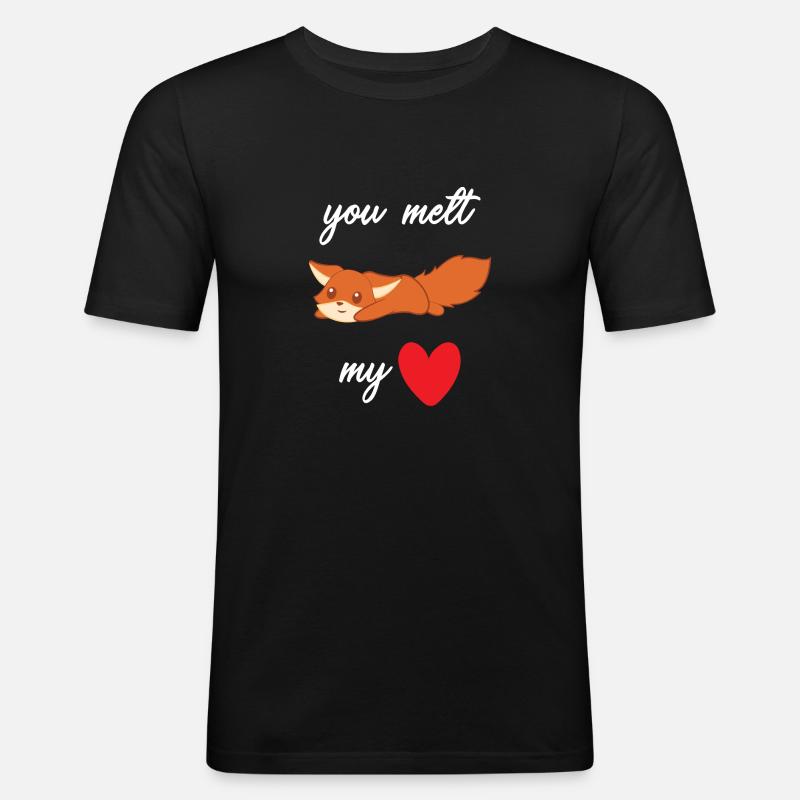 Fox - Cute Fox - Fox Lover - Roztop moje serce - Obcisła koszulka męska - czarny